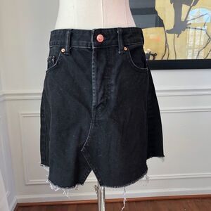 Bershka Denim Black Asymmetrical Jean Skirt Button Fly 4